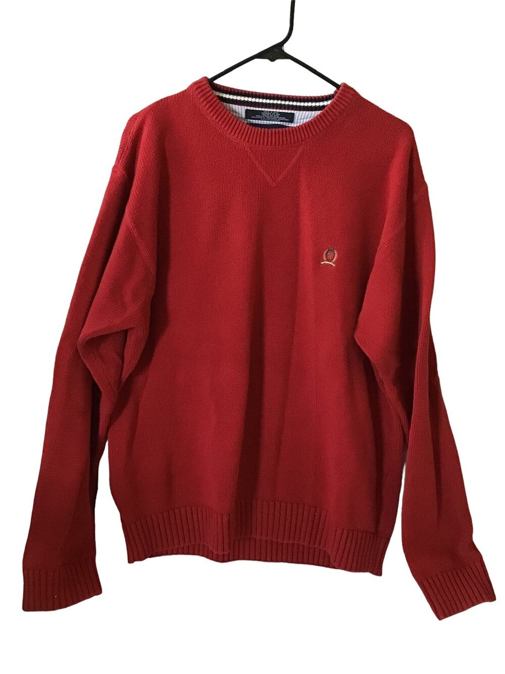 Tommy Hilfiger Mens Crewneck Pullover Red Sweater Size XL